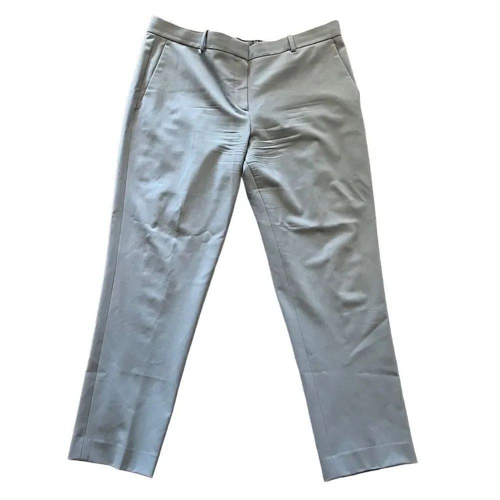 Theory Periwinkle Blue Virgin Wool Cropped Ankle Slim Straight Pants Size 12